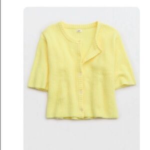 Aerie unREAL short sleeve Cardigan- YELLOW
